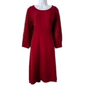 Nwt Downeast Burgundy Dress Women’s Zip-Up Closure w Lace 3/4 Sleeve A-line Sz L